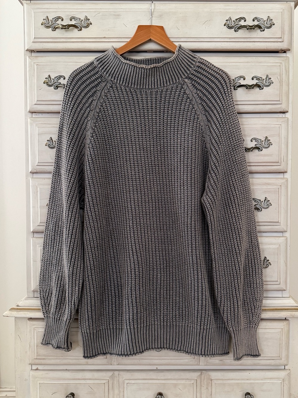 Vici Grey Ribbed Cotton Sweater